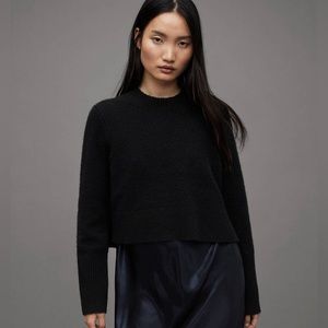 All Saints, Wick Cree Neck Sweater, Black, S